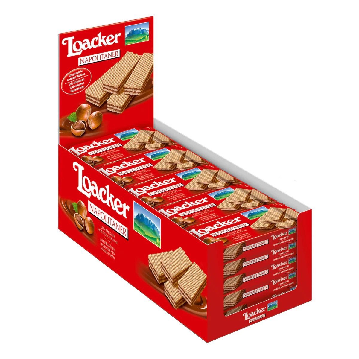 1 Espositore da 24 Loacker Napolitaner Classic Wafer alla Nocciola da 25 grammi